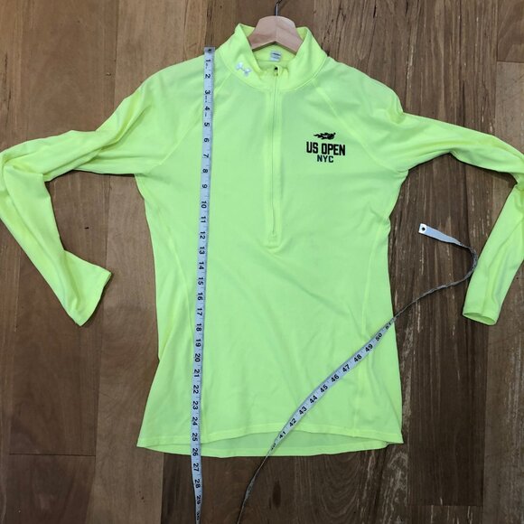 Under Armour US Open Tennis NYC Quarter Zip Pullover Neon Yellow Women's Small - Picture 6 of 7